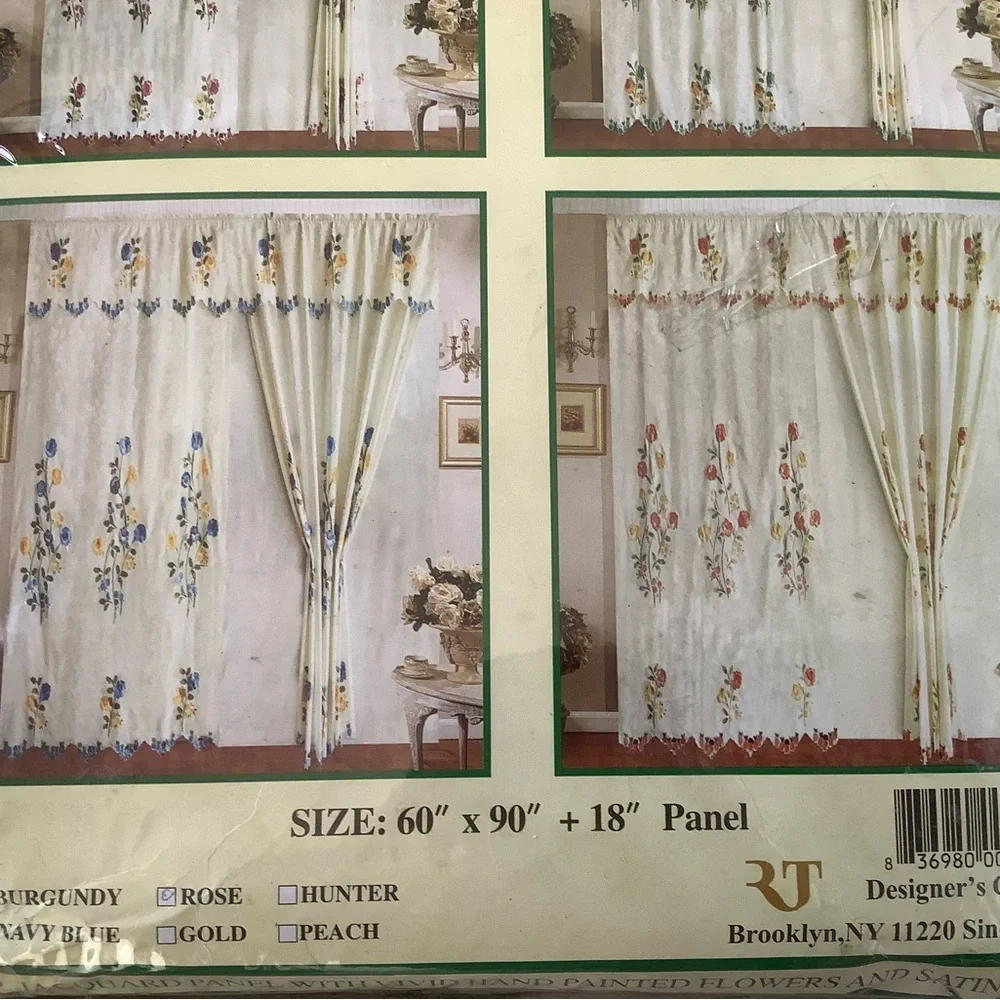 RT designer collection jacquard panel with embroidered flowers and satin backing